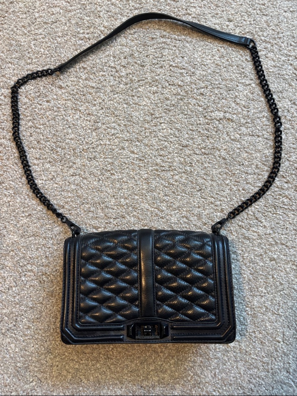 Rebecca Minkoff Quilted Black Leather Chain-Shoulder Crossbody Bag